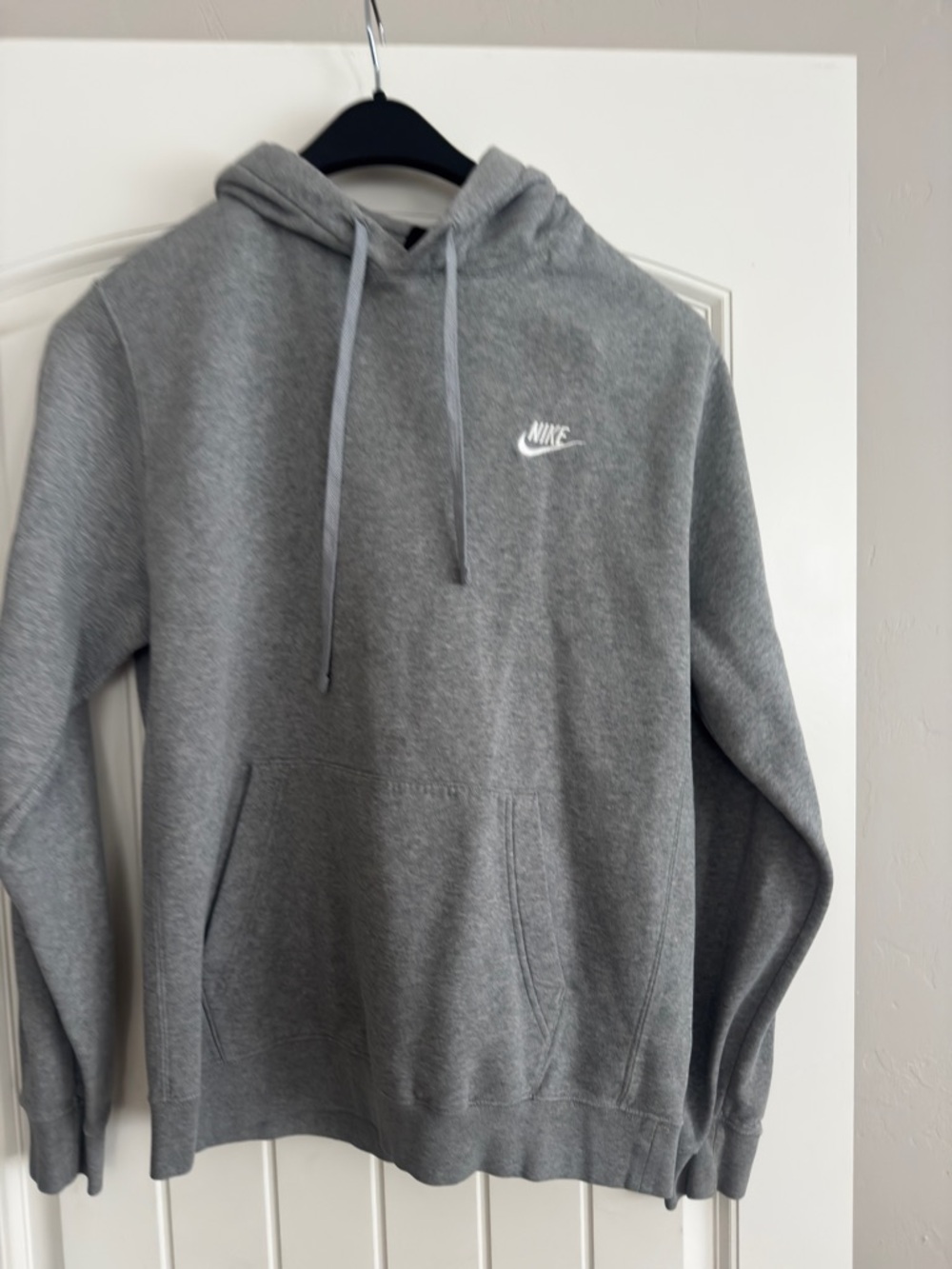 Nike Heather Grey Pullover Hoodie with White Swoosh